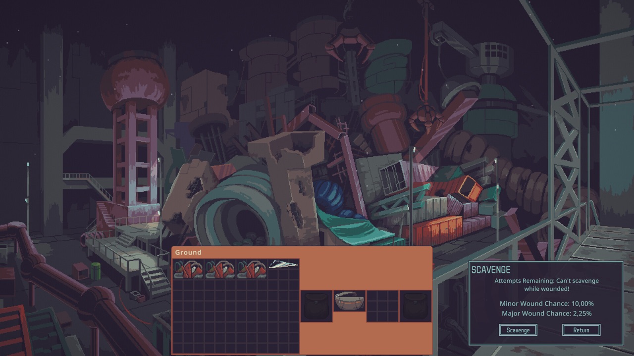 Probably Stolen industrial scavenging location with a ground inventory and scavenge controls